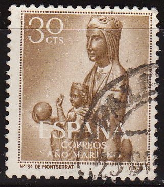 z vendido ESPAÑA 1954 1135 Sello Año Mariano Ntra. Sra. de Montserrat Barcelona 30c Usado Espana Spain Espagne Spagna Spanje Spanien 
